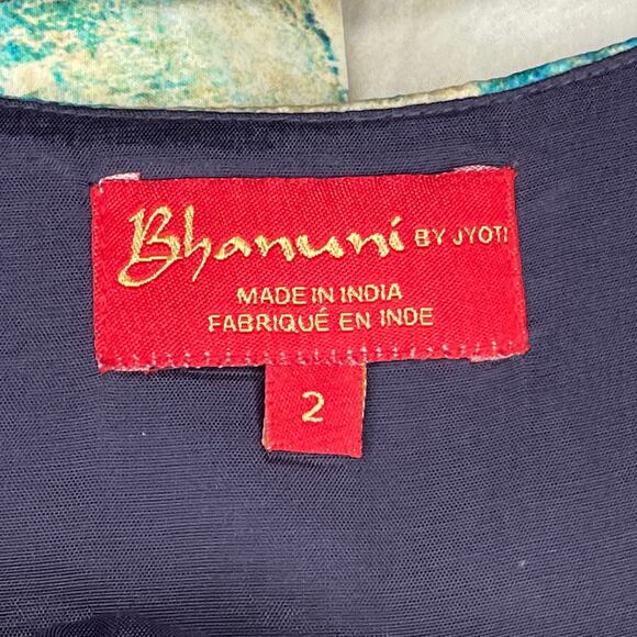 Anthropologie Bhanuni Jyoti Villette Necklaced Dress Beaded Watercolor SZ 2 - Picture 10 of 12